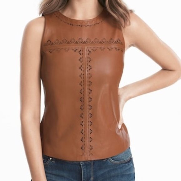 White House Black Market Tops - White House Black Market Leather Top Size 2